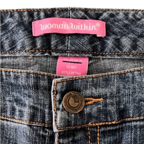 Natural Fit Capri Cropped Blue Jeans Capris Woman Within Plus Size 18 W - Picture 13 of 15